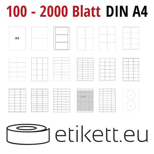 Klebeetiketten din weiß - a4, in